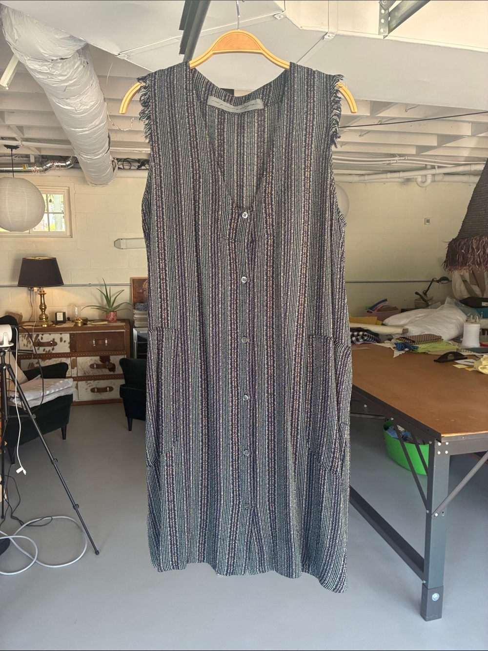 RAQUEL ALLEGRA  Stripe Tank Shirt Dress 
Sz 2